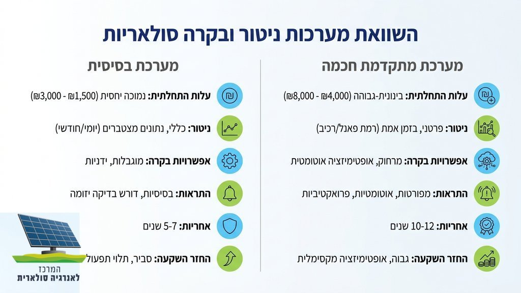השוואת רכיבים למערכת סולארית
